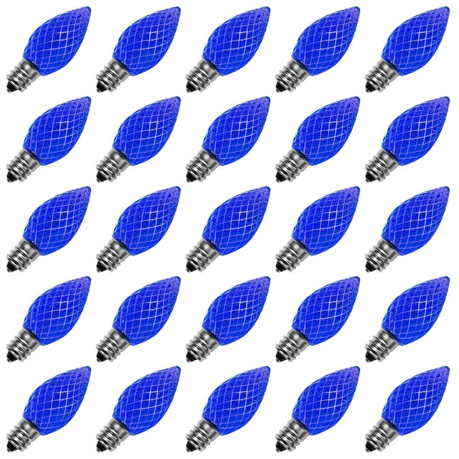 Meconard C7 Led Replacement Christmas Light Bulbs, C7 Shatterproof Led Bulbs for Christmas Indoor Outdoor String Lights, E12 Candelabra Base, Commercial Grade Holiday Bulbs, Blue, 25 Pack