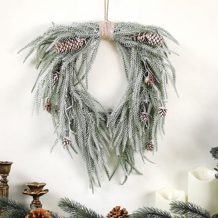Dingion Norfolk Pine Wreath for Front Door 23 Inch Pinecone Artificial Christmas Cedar Wreath with Pinecones Rustic Farmhouse Wreaths for Kitchen Cabinet Porch Wall Window Mantel Holiday Xmas Decor