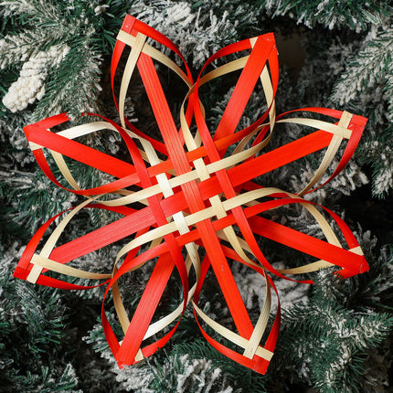 RattanView Christmas SnowflakeTree Topper Decoration 11.81'' Swedish Tree Topper Scandinavian Star Bamboo Advent Tree Topper Handwoven Nordi Tree Star Ornament for Christmas Tree Hanging Decor