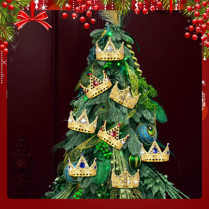 Syhood 8 Pcs 3D Gold Crown Christmas Ornaments Metal Crown Keepsake Ornaments Crystal Crown for Christmas Tree Decorations,Gold Crown Christmas Ornaments s for Women Mom Sisters