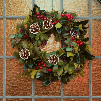 Artificial Pine Pick Artificial Pine Tree Decorations Fake Pinecone Red Berries Branches for Christmas Flower Arrangements Wreaths and Holiday Decorations (20 Pieces)