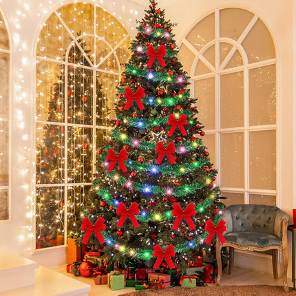 60 ft Prelit Christmas Garland with Lights Lighted Artificial Pine Garlands with 40 Red Bows Outdoor Christmas Garlands Hanging Garland for Fireplace Mantle Stair Railing Holiday Decorations