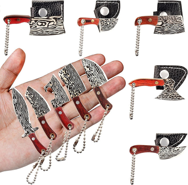 10 Pcs Mini Knife Set,Mini Knife Quxozhlu Mini Knife Keychain Tiny Knife Edc Mini Knives Butcher Mini Cleaver Mini Pocket Chef