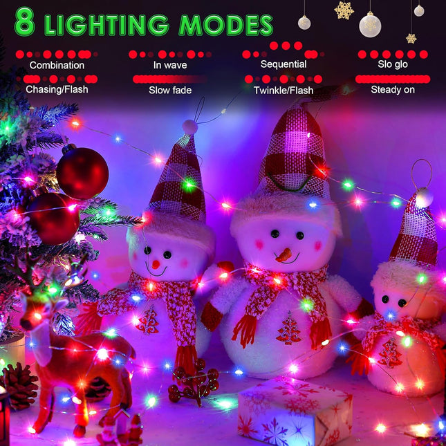 Enhon 4 Pack Christmas String Light Battery Operated, 17ft 50 LED Fairy Light with Timing, 8 Modes Twinkle Light Outdoor Indoor Christmas Decoration Xmas Tree Porch(Multicolor)