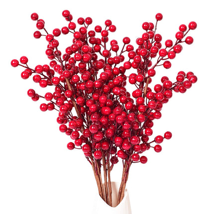 Artiflr 4 Pack Artificial Red Berry Stems Holly Christmas Berries for Festival Holiday Crafts and Home Decor, 20 Inches Burgundy Berry Floral Christmas Tree Decorations