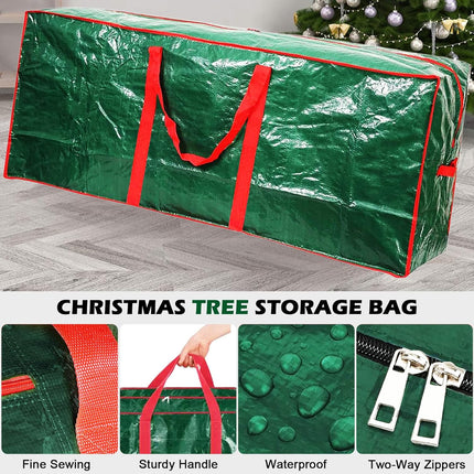 Christmas Tree Storage Bag 52" and Christmas Wreath Storage Bag 30" - Storage 7.5 Foot Artificial Xmas Holiday Tree with Handles, Dual Zipper, Durable Waterproof Material（Green）