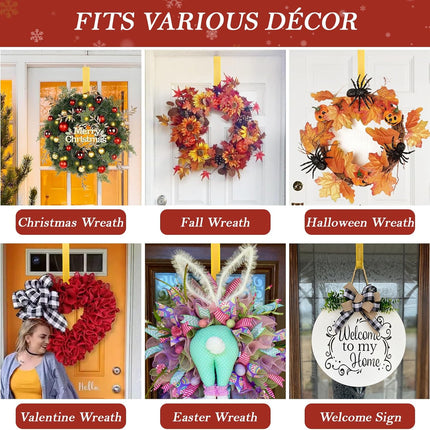 12" Metal Wreath Hanger for Front Door Non-Scratch, Damage- Wreath Hanger Heavy Duty, Over-the-Door Hooks for Hanging Welcome Sign, Wreath Holder for Easter, Halloween, Fall, Christmas Decorations