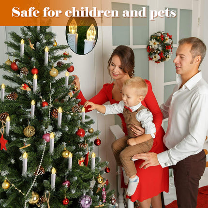 30 pcs Christmas Tree Candles with Clips, 4''Taper Candle Stick with Remote Timer and dimmable, Waterproof White Flameless Mini Window Candle Battery Operated for Trees Wreath