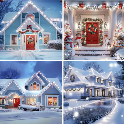 C9 Christmas String Lights White, 66ft 100 LED Faceted Christmas Lights on Green Wire, Plug-in Large Bulb Strawberry String Lights for House Roof Roofline Christmas Tree Party Outdoor