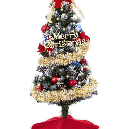 3 Ft Christmas Artificial Tree Decorations - Christmas 36 Inch Mini Table Top Tree, Xmas Desk Small Tree with 50 LED Warm Lights, Hanging Ornaments for Home Decor Indoor Office Holiday Tabletop Party