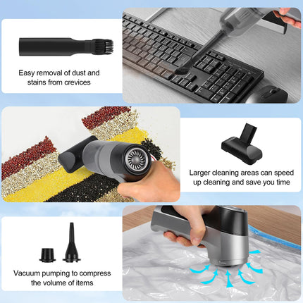 Car Vacuum Portable Cordless 12000Pa Handheld Vacuum Cordless With Brushless Motor, 3 In 1 Mini Vacuum Cleaner High Power Rechargeable Hand Held Car Vacuum For Car,Pet,Office,Home