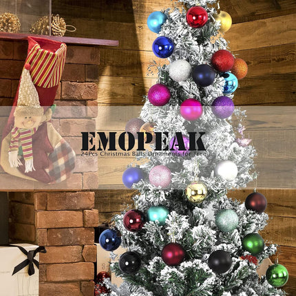 101 Piece Christmas Balls Ornaments Luxury Set Xmas Tree Topper and Hang Rope, Emopeak Christmas Baubles - Shatterproof Mini Holiday Balls for Christmas Decorations (Multi Size, Blue)
