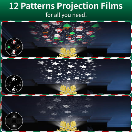Christmas Tree Topper Lighted 3D Projector Rotating Ambient Lighting, Glitter Snowflake Christmas Star Tree Topper LED for Christmas Decoration (Gold Snowflake)