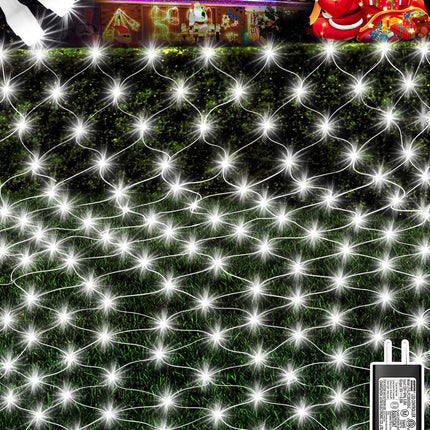 9.8ft x 6.6ft Christmas Net Lights, 200 LED Net Lights with 8 Modes, Connecable, Timer, Waterproof Halloween Lights Outdoor Bush Mesh Lights for Home Garden Wedding Xmas Decorations - Cool White
