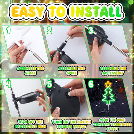 2 Pcs Solar Christmas Garden Stake Lights Waterproof Xmas Tree Solar Landscape Path Lights Neon Christmas Solar Lights for Outside Stakes Xmas Light Yard Stakes for House (Christmas Tree)