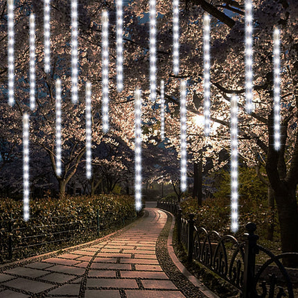 24 Tubes Meteor Shower Lights, Outdoor Icicles Christmas Lights, 12 Inch 3 x 288 LED Iciclelights Snow Falling Lights, Connectable Raindrop Lights, Xmas Wedding Party Tree Holiday Decor, Cool White