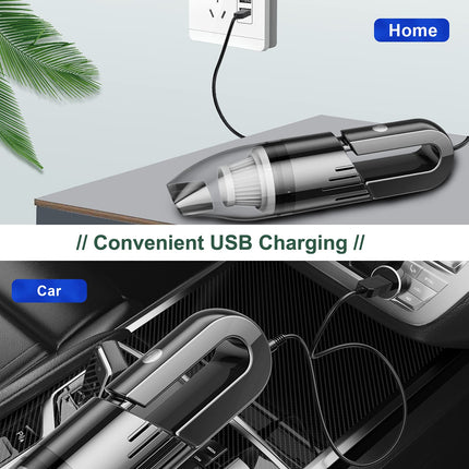 Handheld Vacuum Cleaner Cordless Mini Car Vacuum Cleaner Rechargeable For Car, Home, Office, Pet Hair Travel Cleaning Black