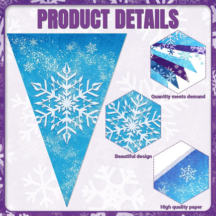Hestya 49 ft Snowflakes Frozen Party Banner Winter Snow Pennant Banner Snow Paper Triangle Flags Banner Snowflake Garland Banner for Snowflake Wedding Christmas Birthday Party Decoration Supplies