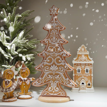 Gingerbread Christmas Tree Collectible Figurines - Village Gingerbread Fantastic Sequins Christmas Tree Tabletop Decoration Braxio (Extra Large)