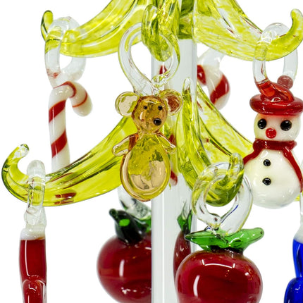 Red Co. 5.5" Glass Christmas Tree Tabletop Display Decoration with Assorted Glass Ornaments, Holiday Season Decor, Set of 2