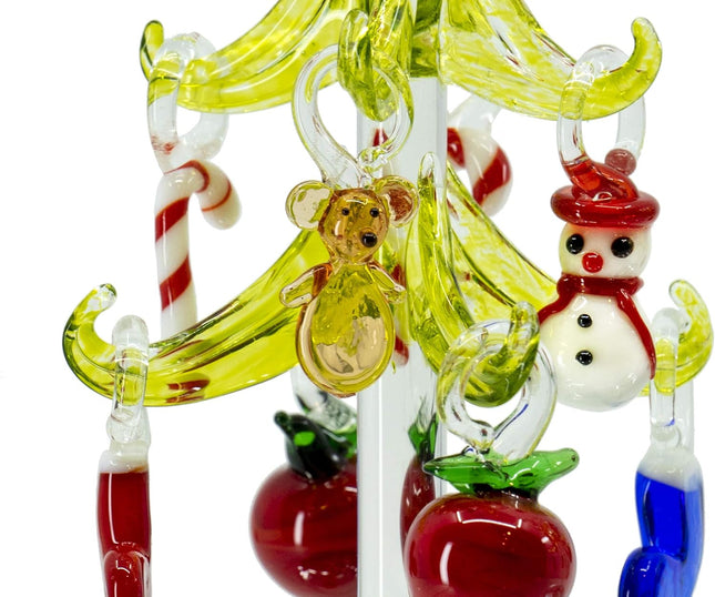 Red Co. 5.5" Glass Christmas Tree Tabletop Display Decoration with Assorted Glass Ornaments, Holiday Season Decor, Set of 2