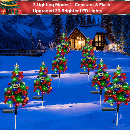 Solar Christams Tree Lights 2PCS Solar Xmas Tree Lights Garden Pathway Decor Outdoor Waterproof 40LED-Lights with Constant & Flashing Modes for Christmas Decoration of Yard Lawn