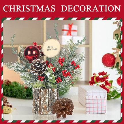 Christmas Table Decorations,13''Christmas Table Decor, Christmas Centerpieces for Tables with Small Christmas Potted Tree for Year