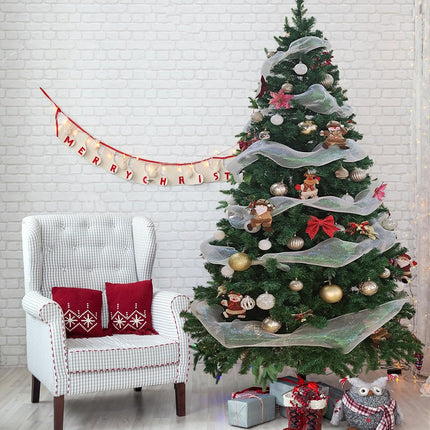 ptlsy 6FT Christmas Tree Artificial Pine Christmas Tree with Solid Metal Stand 800 Branch Tips and Decorations Perfect for Indoor and Outdoor Holiday (Green)