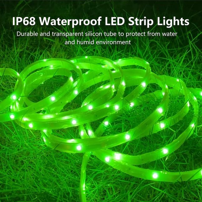 FO E 100FT Outdoor Led Strip Lights Waterproof IP68 Led Strip Lights Music Sync Color Changing RGB Waterproof Led Light Strips with App Control Led Lights for Bedroom Christmas Halloween Decorations