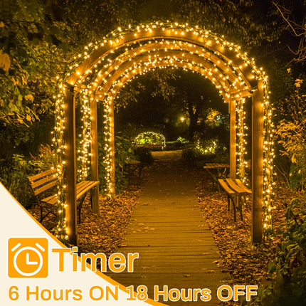 Christmas Lights 1000LED 66FT Waterproof Outdoor Christmas Lights Timer 8 Modes Twinkle Fairy Lights LED String Lights Indoor Christmas Tree Lights for Wedding Party Yard House Decor (Warm White)