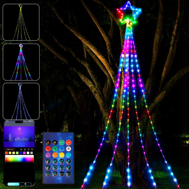 Outdoor Christmas Lights RGB Color Changing Outside Christmas Star Lights, APP Remote Control, Christmas Lights for Tree Decorations, Yard, Roofs, Outdoor Christmas Decorations Luces De Navidad