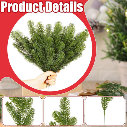 Riceshoot 200 Pcs Christmas Artificial Pine Branches 11.8 Inch 10.6 Inch Pine Needles Branches Garland Fake Greenery Norfolk Pine Stems Cedar Picks and Sprays for DIY Wreath Christmas Decorations