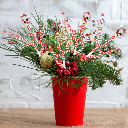 8pcs Christmas Tree Decorations Red and White Sequins Curly Picks, Christmas Tree Vase Fillers, Candy Christmas Tree Ornaments, Christmas Tree Topper Peppermint Sticks Floral Stems