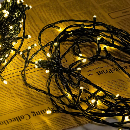 WISD Christmas Outdoor String Lights 75ft 200 LED Waterproof with Memory Modes, Twinkle Plug in Fairy Lights for Indoor Xmas Tree Backyard Wedding Party Garden Balcony Porch Decor, Warm White
