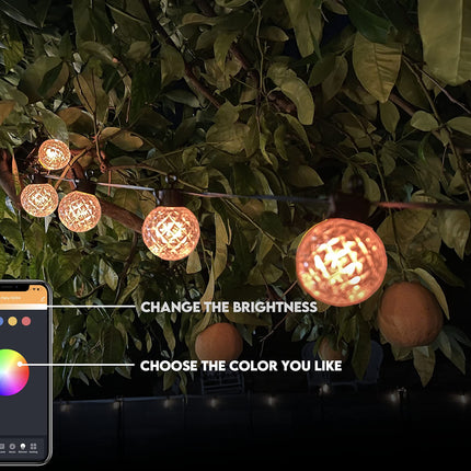 Solatec Led Smart String Lights, Shatterproof 25 RGBW Bulbs Color Changing IP65 Waterproof Light App Control with DIY Color Scenes, Music Modes, Bluetooth 21.2ft Globe Lights for Backyard Porch