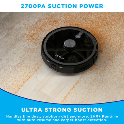Ihome Autovac Nova Pro, Robot Vacuum And Mop Combo, Lidar Navigation, Self Emptying, Selective Room Cleaning & No Go Zones, Home Mapping, 2700Pa Strong Suction, App Control, Hard Floors And Carpet