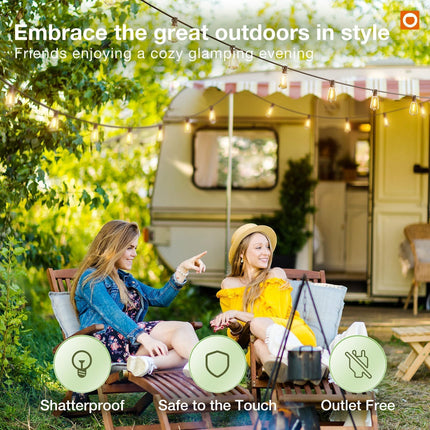 addlon 54(48+6) FT Solar String Lights Waterproof,Patio Lights Solar Powered with Remote& USB Port 24+2 LED Shatterproof Bulbs 3 Lighting Modes Outdoor Lights for Camping Backyard Garden