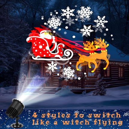 Christmas Projector Lights Outdoor LED Projector Santa Claus on Dynamic Sleigh Waterproof Outdoor Indoor Christmas Projection Patterns Spotlight for Landscape Garden Yard Patio Party