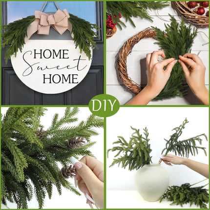 Artgar 12 Pcs Pine Branches - 18 Inch Artificial Pine Branches - Green Pine Stem - Real Touch Pine Branches - Christmas Greenery Pine Branches for DIY Flower Arrangement Home Indoor Christmas Decor