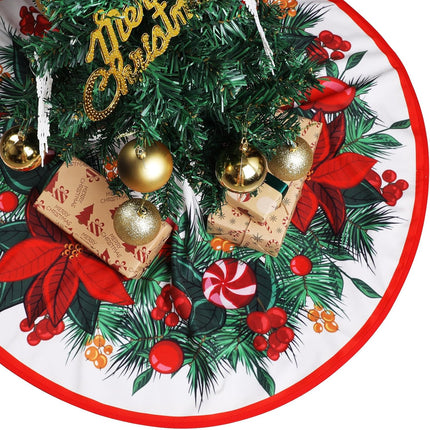 Christmas Tree Skirts 36 Inch, Xmas Tree Base Cover Mat for Christmas Tree, Snowflake Christmas Tree Skirt for Holiday Ornament for Xmas Party Christmas Decorations (90cm, Wreath Style)