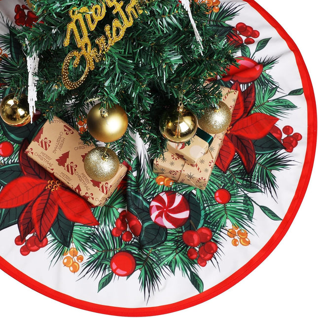 Christmas Tree Skirts 36 Inch, Xmas Tree Base Cover Mat for Christmas Tree, Snowflake Christmas Tree Skirt for Holiday Ornament for Xmas Party Christmas Decorations (90cm, Wreath Style)
