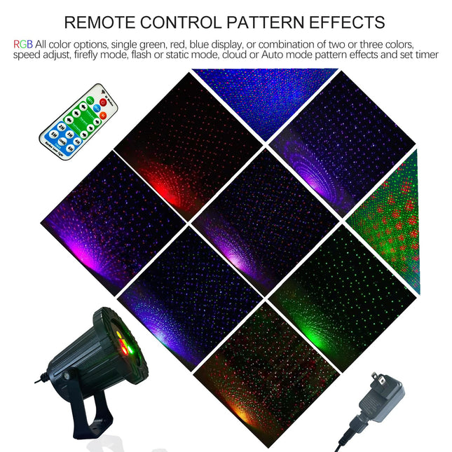 Laser Christmas Projector Lights Outdoor Alum-Alloy Waterproof RGB 3-Color Laser Light Projector with RF Remote Firefly Lights for Holidays Wedding Party, Home Garden Decor Xmas