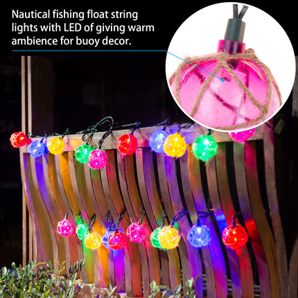 Nautical Lights String Plug in , 10 LED Buoy String Lights Home Tiki Bar Decorations, Nautical Fishing Float String Lights Coastal Beach Theme for Lanai Bedroom Patio Porch Outdoor Nautical Decor