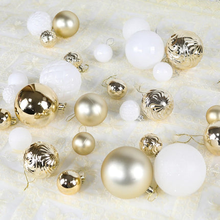 Annecy Christmas Tree Ornaments - 36 PCS Shatterproof Christmas Ball Ornaments Set for Christmas, Holiday, Wreath & Party Decorations (Multi-Size, Gold, White)