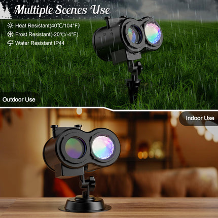 Christmas Halloween Projector Lights Outdoor, COOLWUFAN 2-in-1 Moving Patterns Landscape Lights, 30 HD Effects (3D Ocean Wave)Projection Light for Xmas Halloween Party Garden Decorations