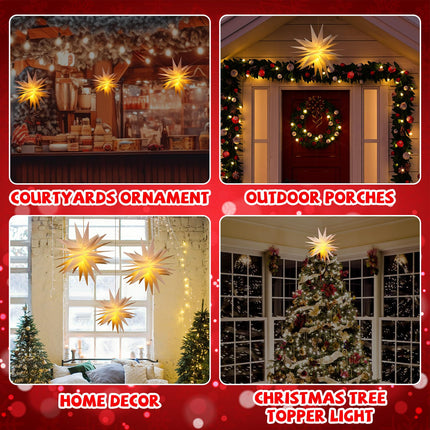23.62 Inch 36 Angle Large Moravian Light Tree Topper White Moravian Star Shaped Light Plastic LED Christmas Light 3D Star Lantern Hanging Star Hanging Outdoor Christmas Light Advent Star
