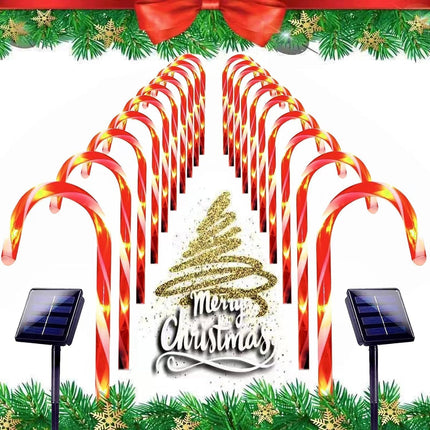 20 Pack Solar Christmas Candy Cane Lights, Christmas Decorations Outdoor Waterproof, Christmas Pathway Lights with 8 Lighting Modes & Memory Function for Party Garden Lawn Yard Patio Decor