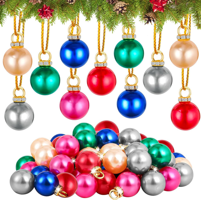 66PCS Mini Christmas Balls Ornaments 16mm Miniature Multicolor Christmas Decorations 6 Colors Glitter Balls Xmas Tree Hanging Ornament Pendant for DIY Craft Suppliess Holiday Party Wreath Decor