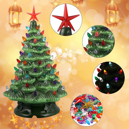 186 Pieces Ceramic Christmas Tree Replacement Bulb Set Includes 60 Ceramic Tree Replacement Lights Ornaments 60 Ceramic Tree Globe Lights 60 Christmas Tree Bird Lights 6 Stars(Multi Color)
