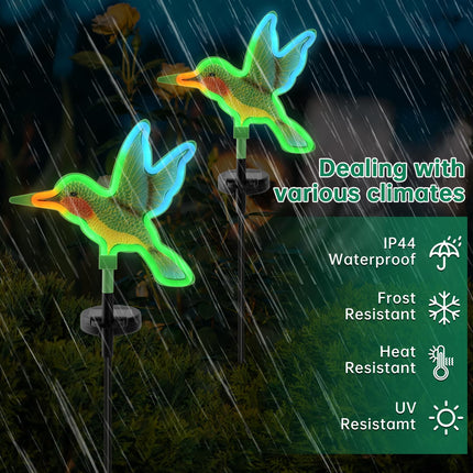 Solar Hummingbird Lights 2PCS,Solar Outdoor Garden Decoration, Neon Solar Garden Stake Lights, Christmas Garden Light Decor, Waterproof Garden Outdoor(2pcs - Hummingbird)
